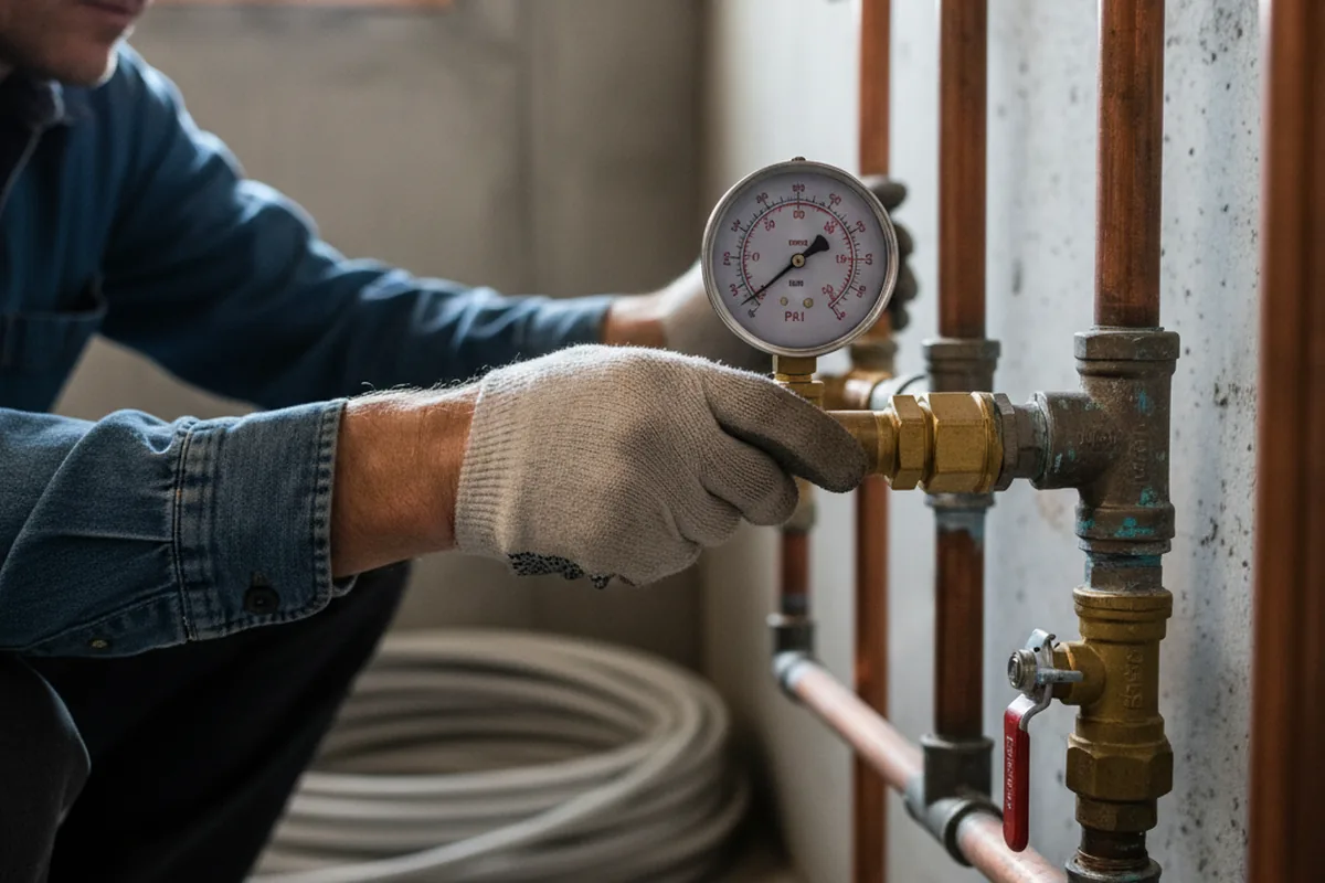 Pressure testing a repaired line during Water Line Repair in Modena